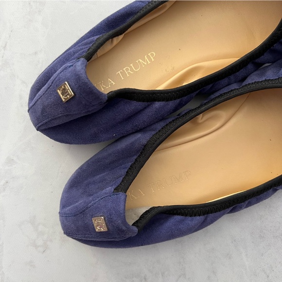 Ivanka Trump Purple Leather Ballet Bow Flats 7.5M - Picture 3 of 14